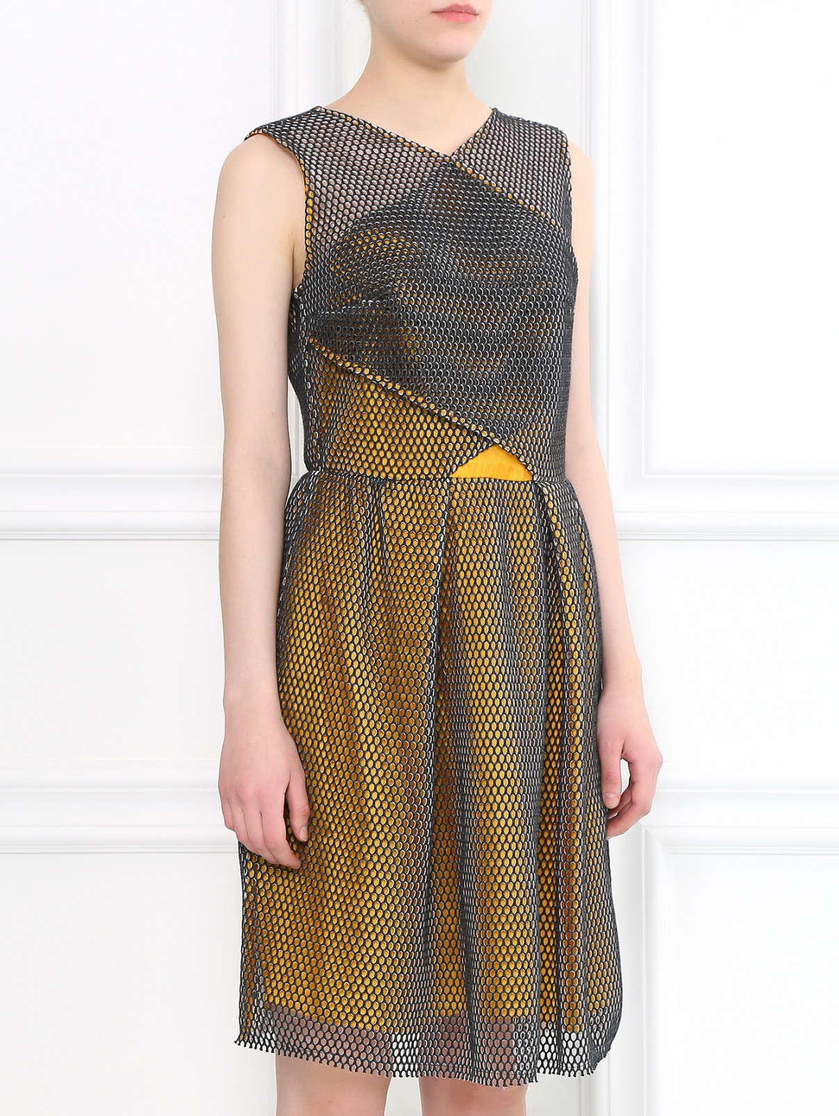 Платье из смешанного хлопка Carven  –  Модель Верх-Низ  – Цвет:  Серый