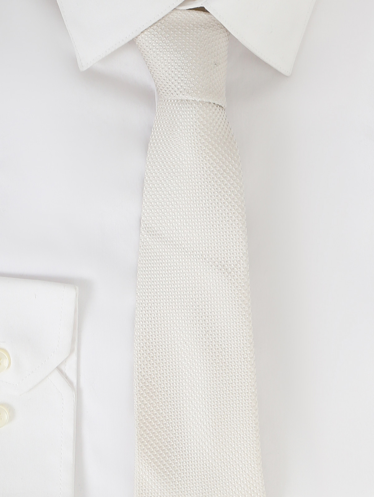 Галстук из фактурного шелка Emporio Armani  –  Модель Общий вид  – Цвет:  Белый