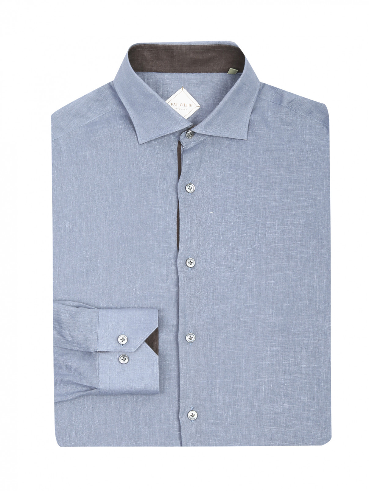 Рубашка из льна Pal Zileri  –  Общий вид  – Цвет:  Синий