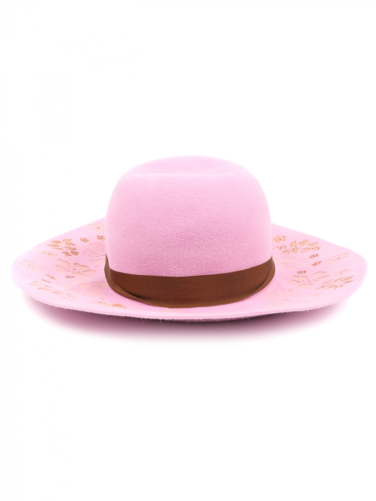 Шляпа из шерсти с узором и контрастной отделкой Borsalino  –  Общий вид  – Цвет:  Розовый