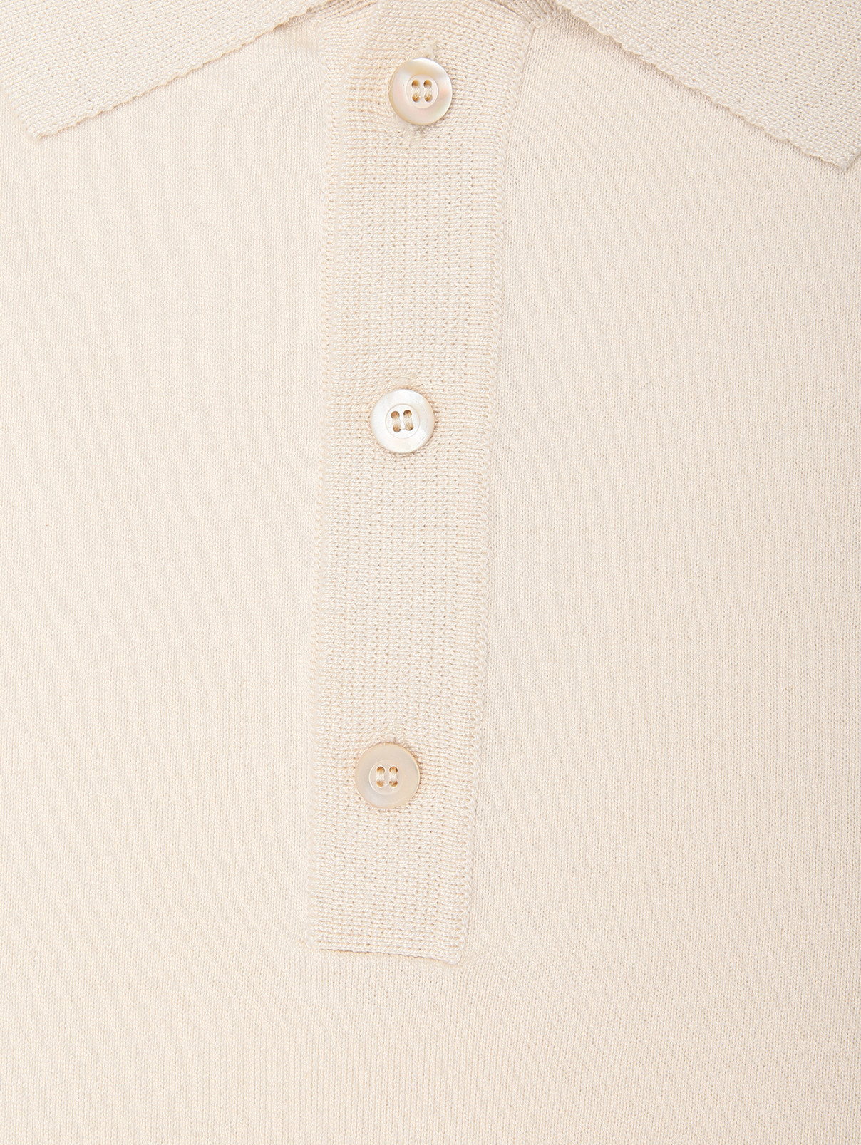 Поло из шелка и хлопка с короткими рукавами Piacenza Cashmere  –  Деталь  – Цвет:  Бежевый