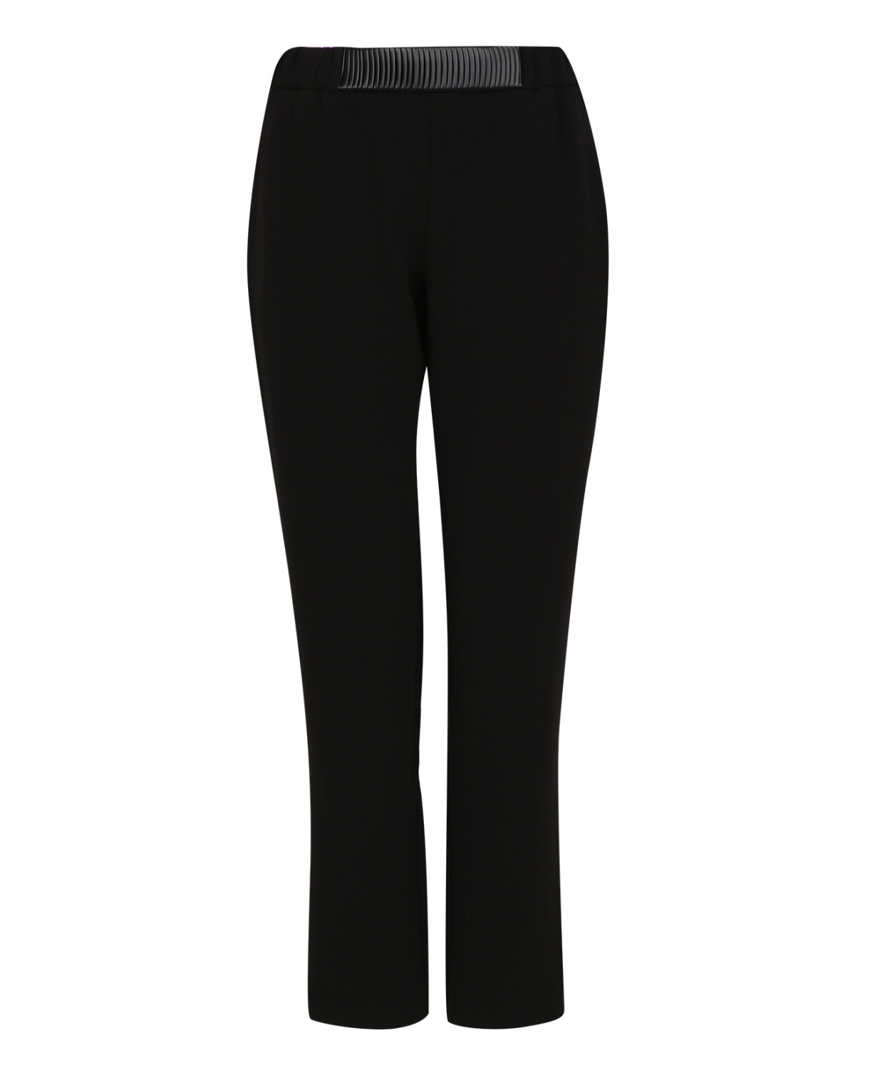 Узкие брюки с отделкой из кожи Suncoo  –  Общий вид  – Цвет:  Черный