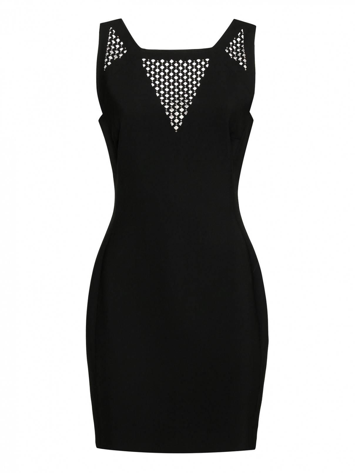 Платье-футляр с перфорацией Versace Collection  –  Общий вид  – Цвет:  Черный