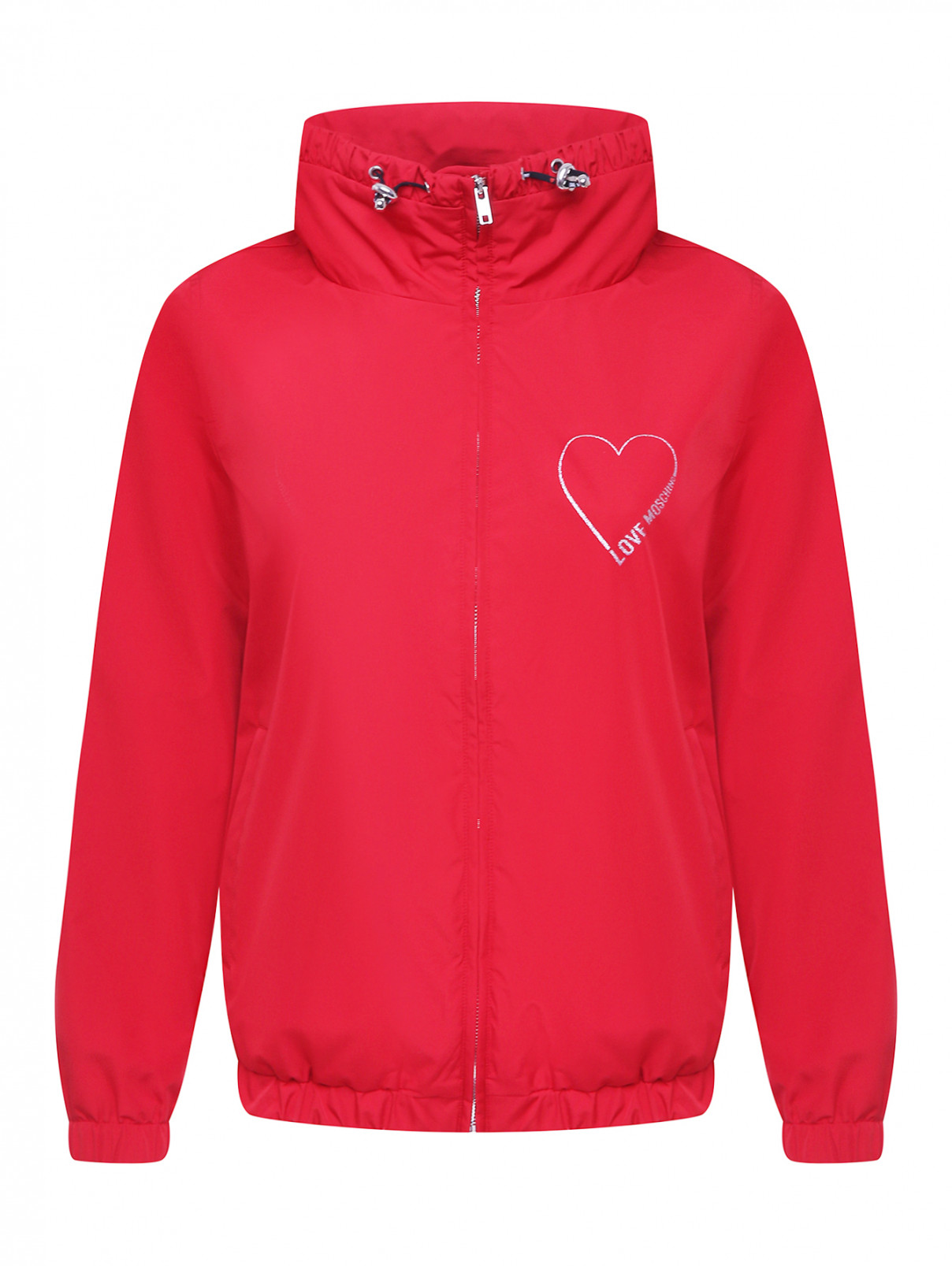 Куртка свободного кроя с принтом Love Moschino  –  Общий вид  – Цвет:  Красный