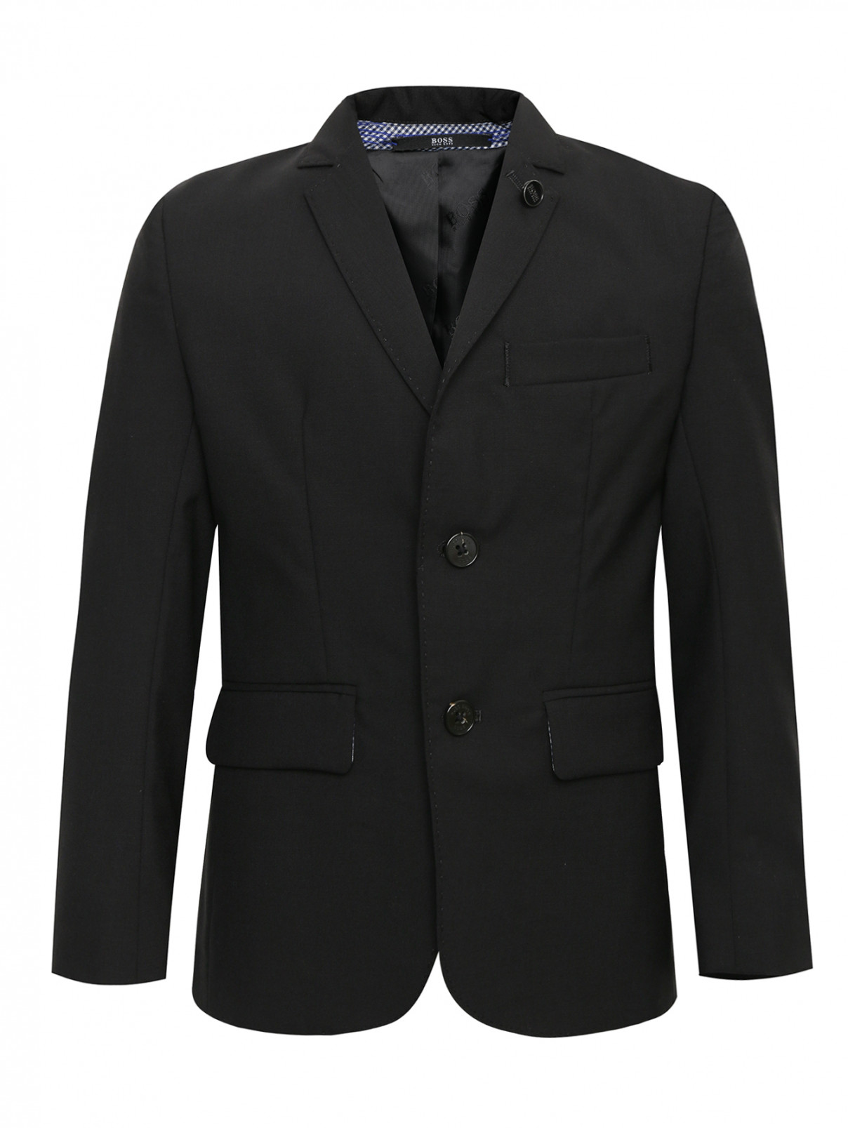 Однобортный пиджак из шерсти Boss  –  Общий вид  – Цвет:  Черный