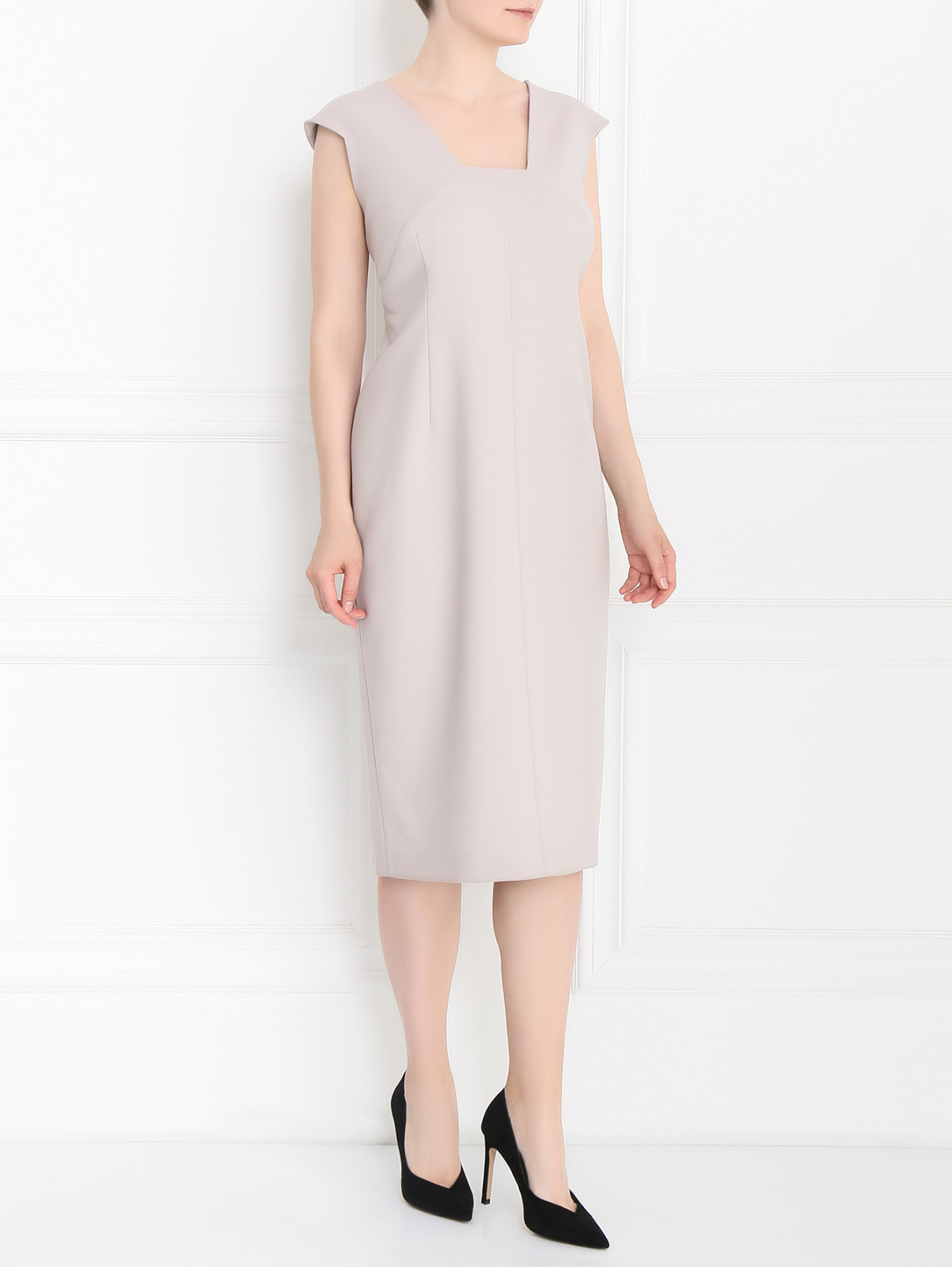 Платье-футляр из шерсти Marina Rinaldi  –  Модель Общий вид  – Цвет:  Серый