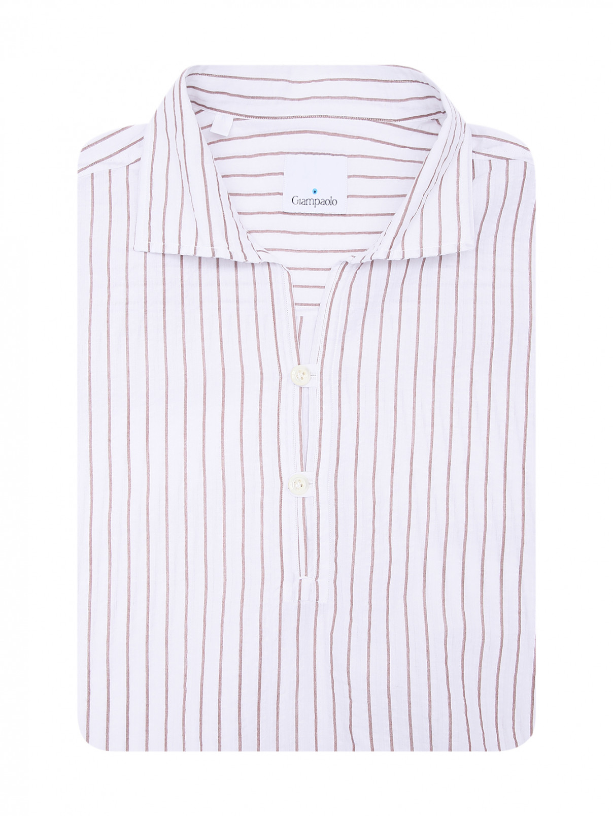 Рубашка из хлопка с узором полоска Giampaolo  –  Общий вид  – Цвет:  Белый