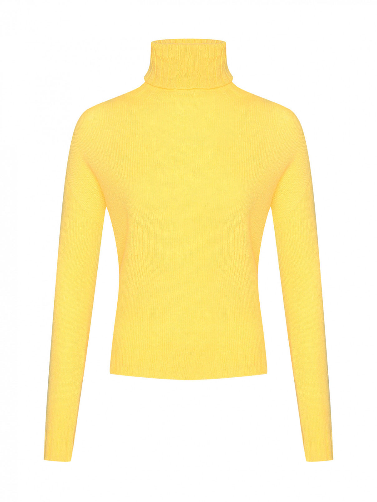 Однотонный свитер из шерсти и кашемира Ermanno Firenze  –  Общий вид  – Цвет:  Желтый