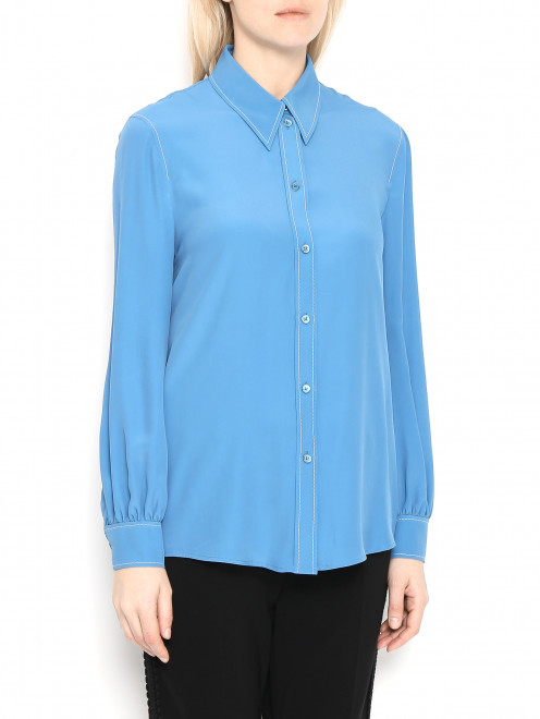 Блуза из смешанного шелка свободного кроя - МодельВерхНиз