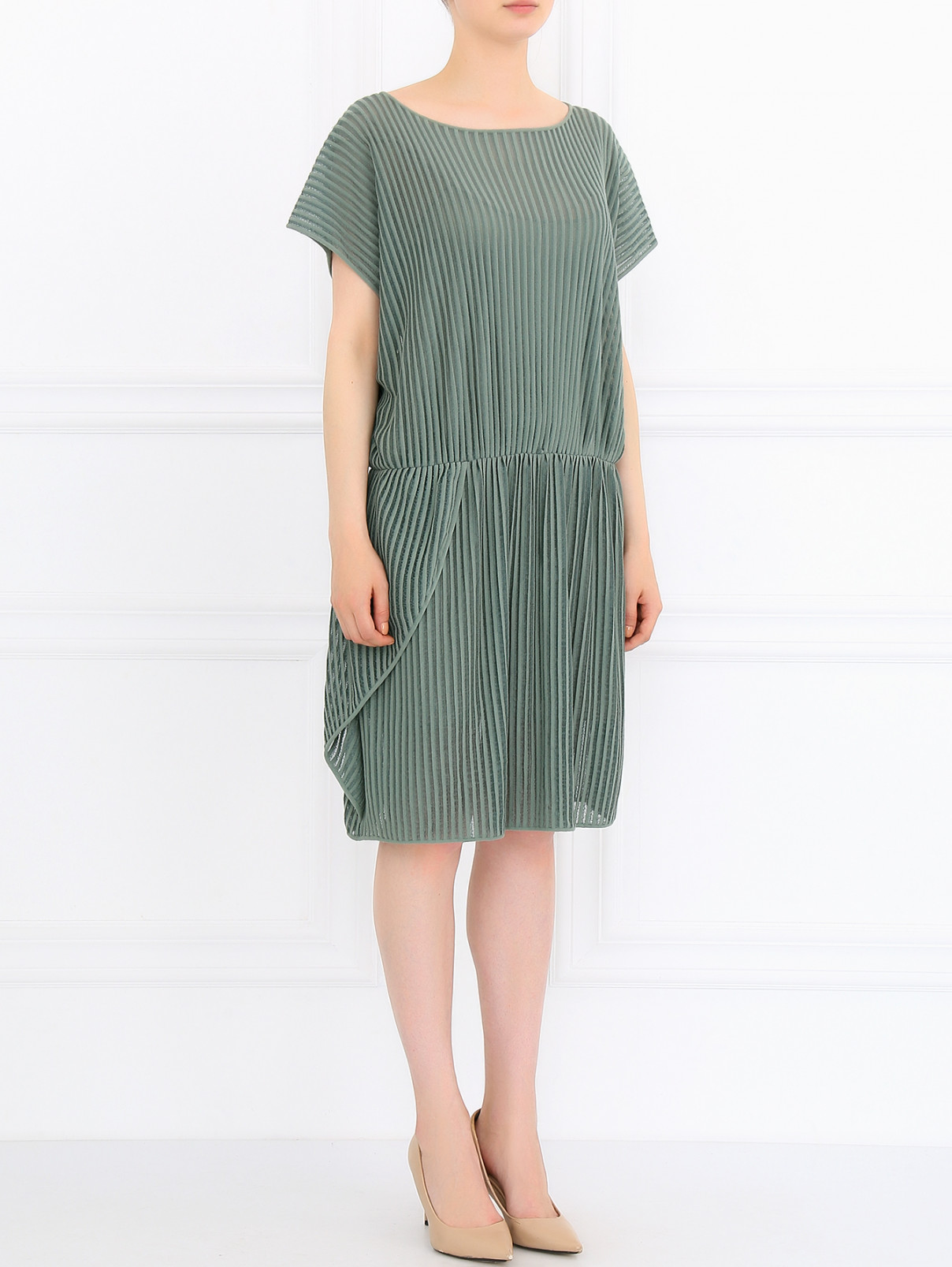Платье из фактурной ткани Emporio Armani  –  Модель Общий вид  – Цвет:  Зеленый