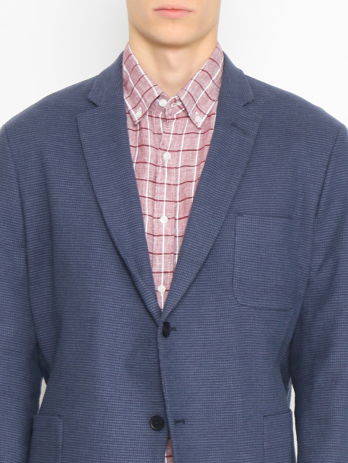 Пиджак из смешанного хлопка с узором и карманами - МодельОбщийВид1