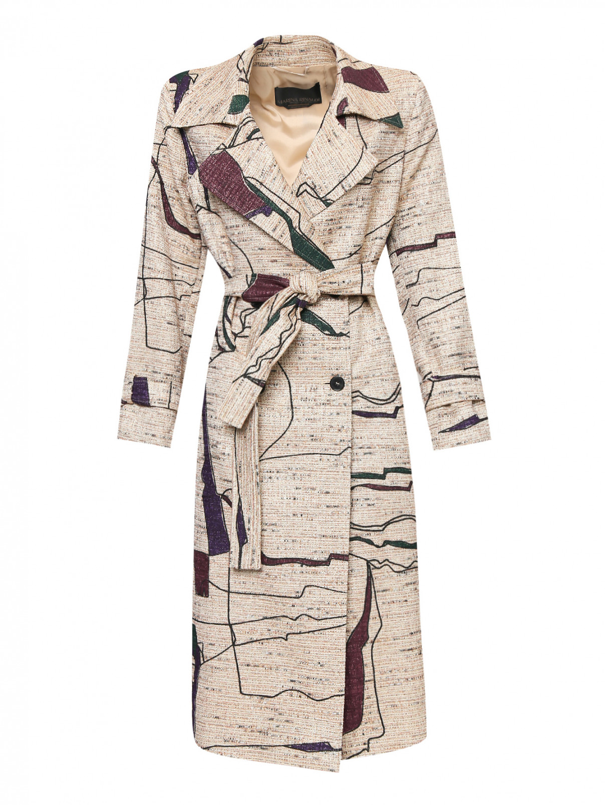 Пальто легкое из ткани с рисунком Marina Rinaldi  –  Общий вид  – Цвет:  Розовый