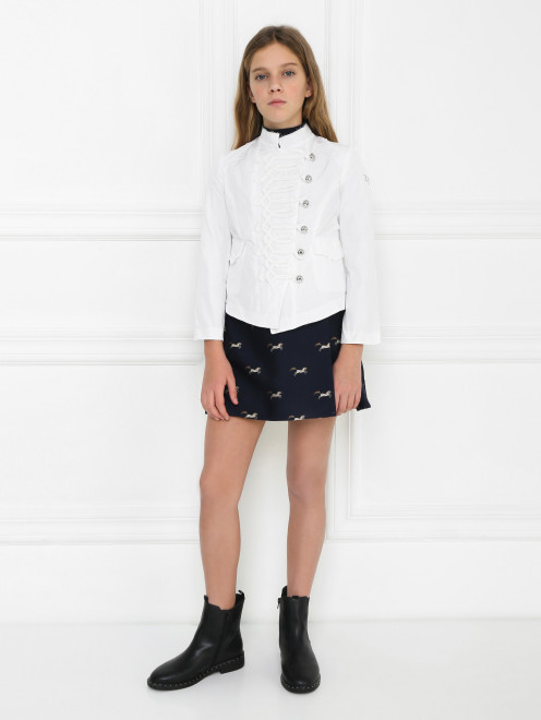 Куртка из жатой ткани с декоративной тесьмой Ermanno Scervino Junior - МодельОбщийВид