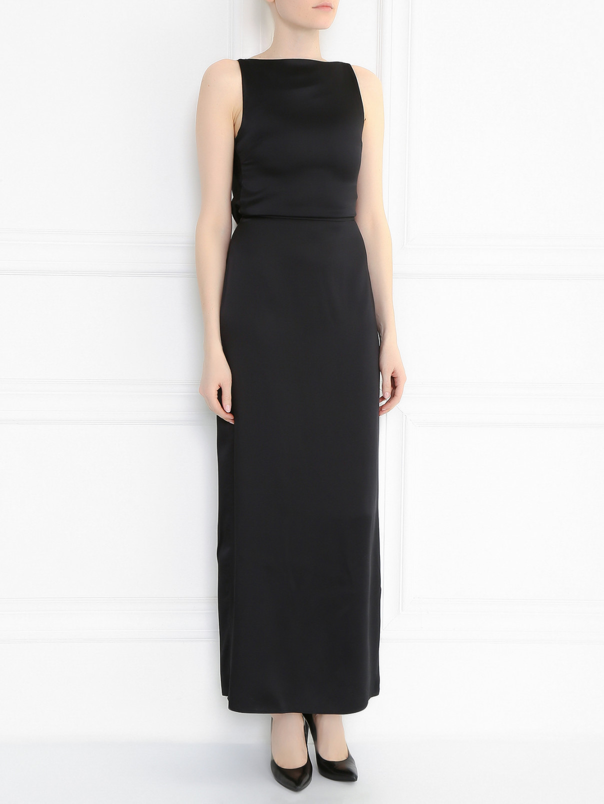 Платье-макси с запахом Maison Margiela  –  Модель Общий вид  – Цвет:  Черный