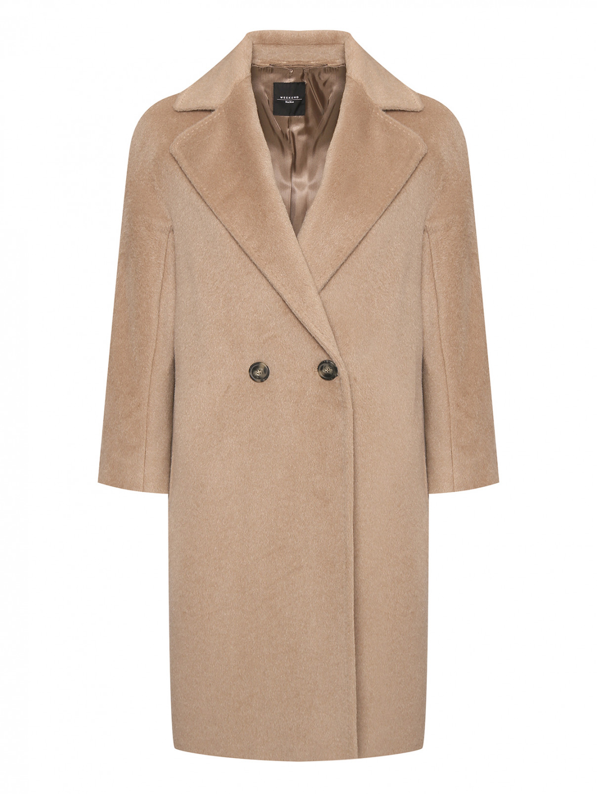 Двубортное пальто из смешанной шерсти Weekend Max Mara  –  Общий вид  – Цвет:  Бежевый
