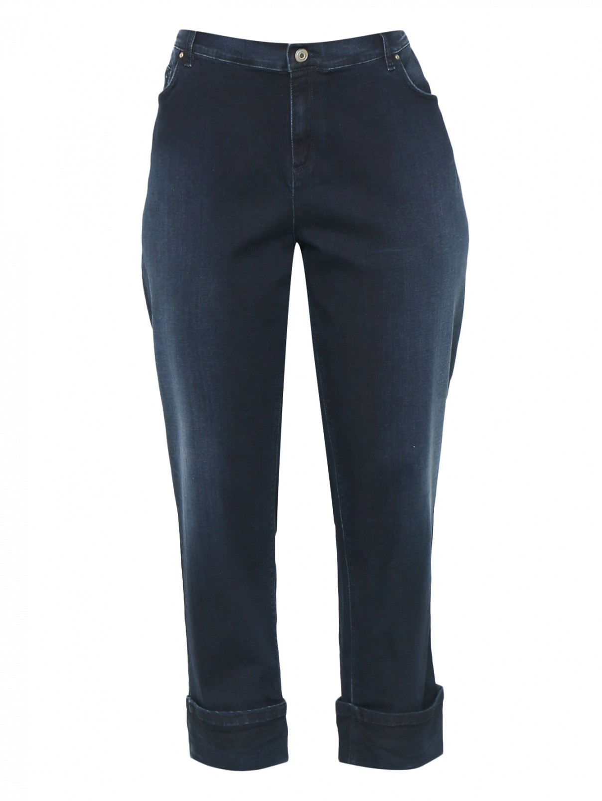 Укороченные джинсы из темного денима Marina Sport  –  Общий вид  – Цвет:  Синий