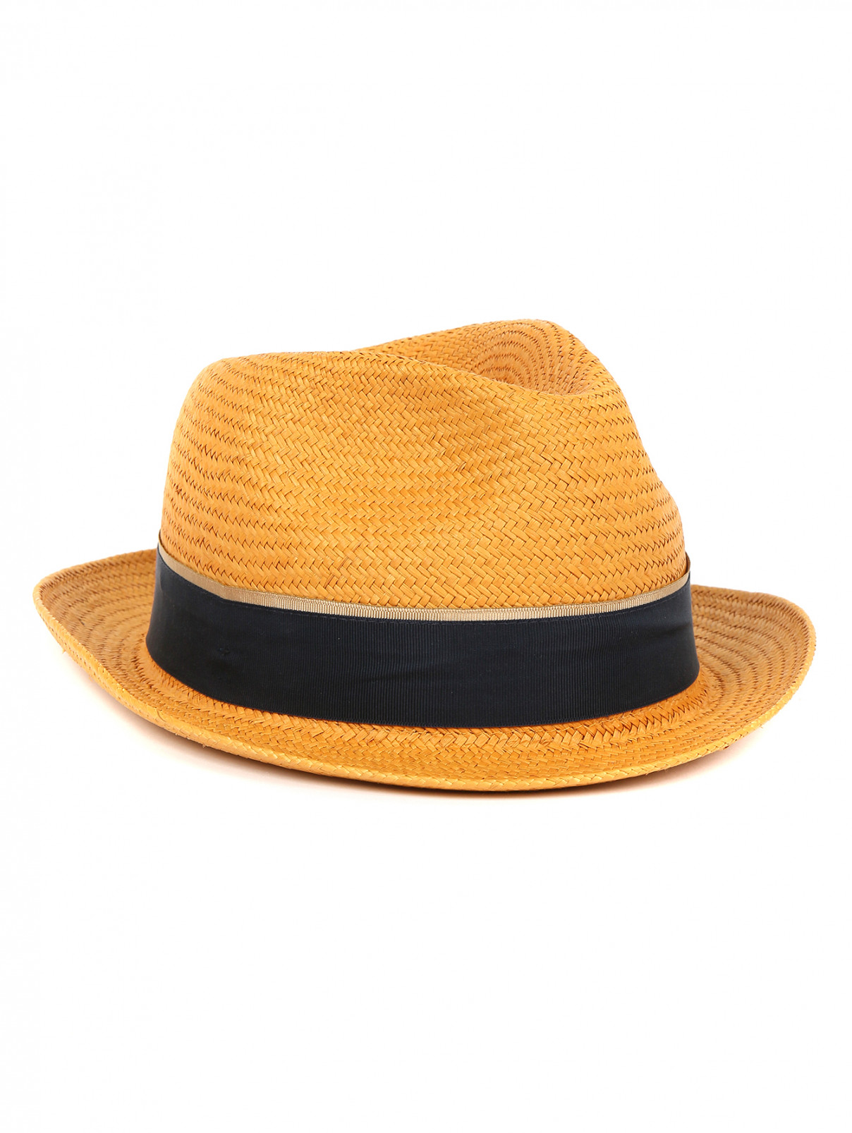 Шляпа соломенная с контрастной вставкой Paul Smith  –  Общий вид  – Цвет:  Оранжевый