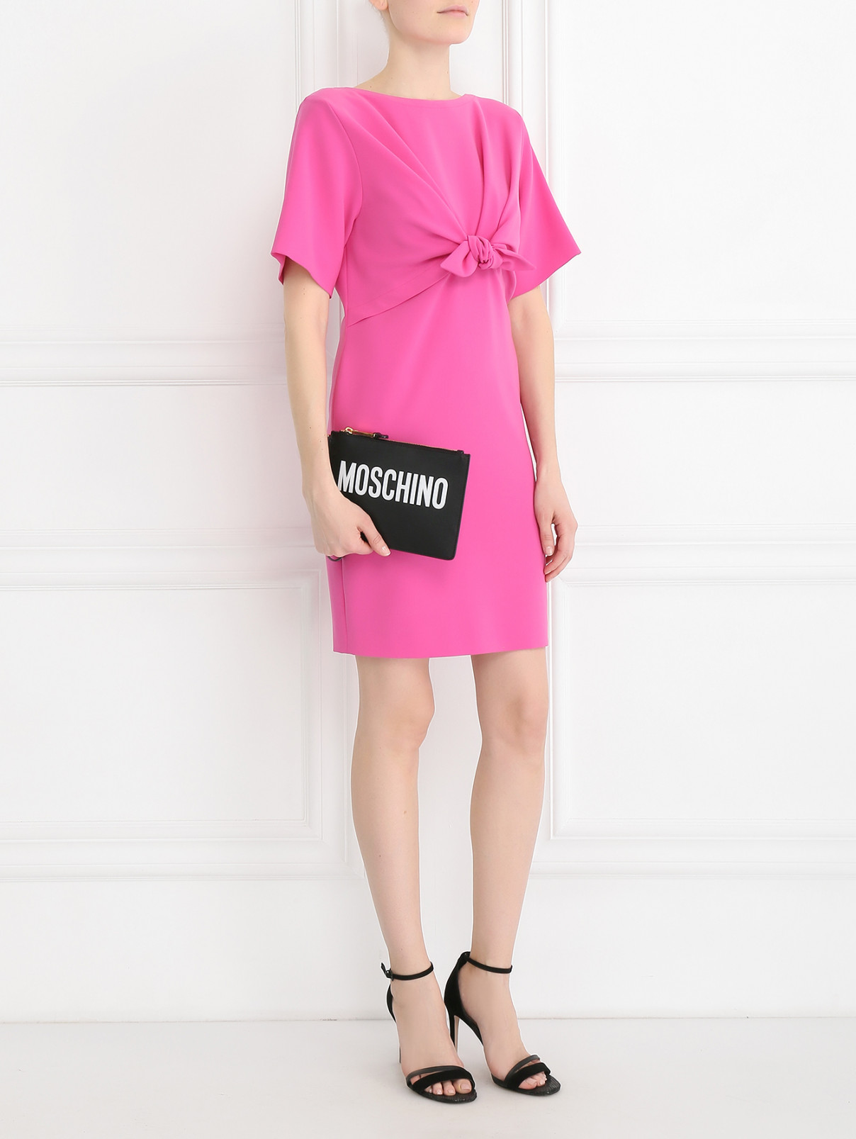 Платье свободного кроя с декоративным бантом Moschino Couture  –  Модель Общий вид  – Цвет:  Розовый