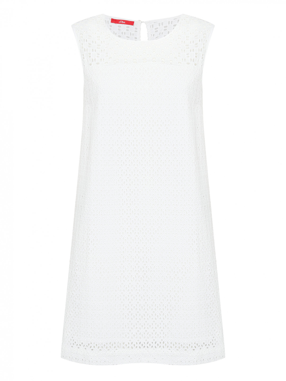 Платье из хлопка с вышивкой S.Oliver  –  Общий вид  – Цвет:  Белый