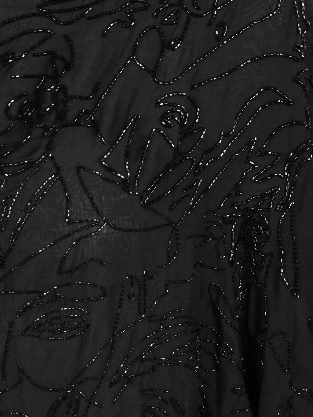 Блуза из шелка асимметричного кроя декорированная бисером Jean Paul Gaultier  –  Деталь  – Цвет:  Черный