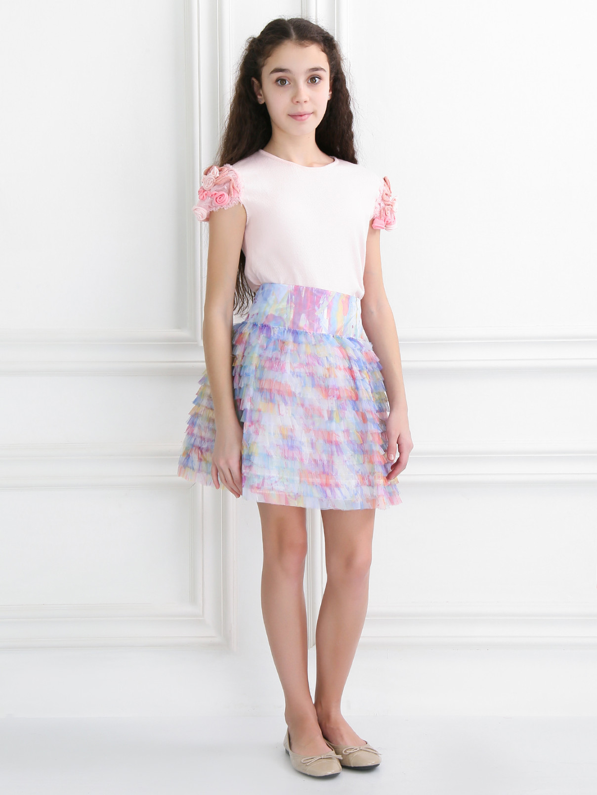 Пышная юбка с оборками Simonetta  –  Модель Общий вид  – Цвет:  Мультиколор