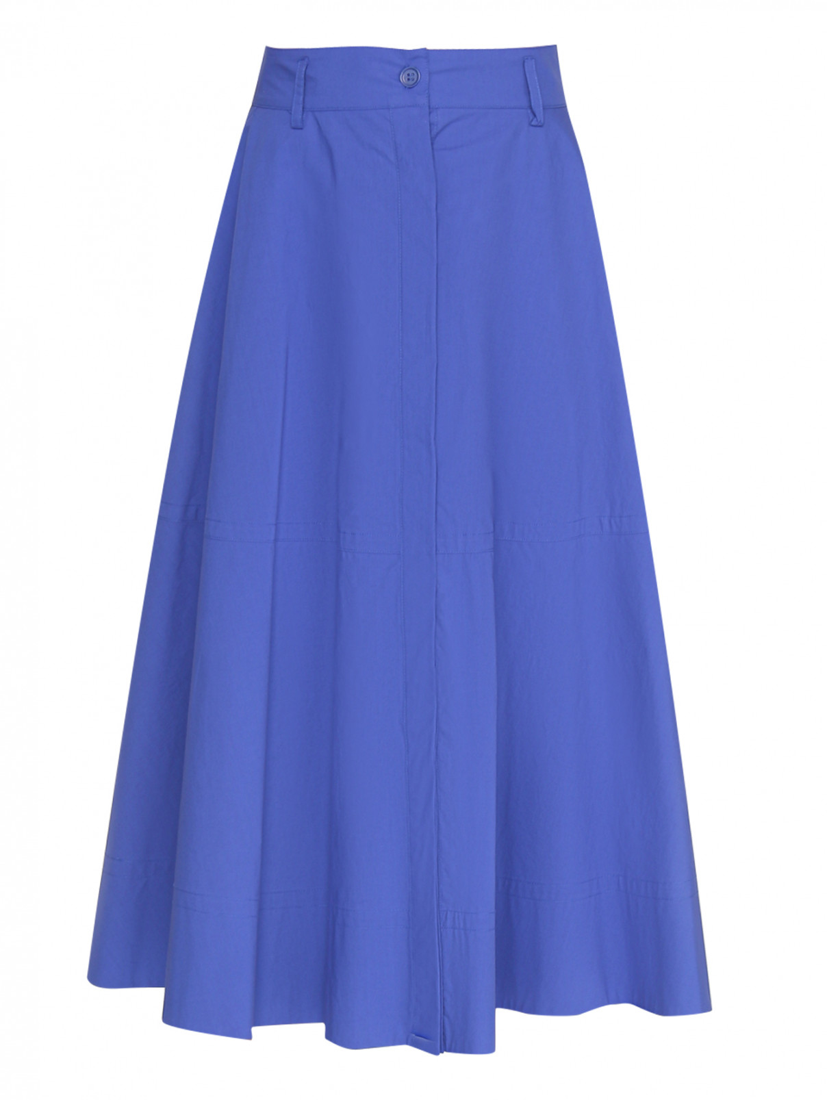 Однотонная юбка из хлопка P.A.R.O.S.H.  –  Общий вид  – Цвет:  Синий