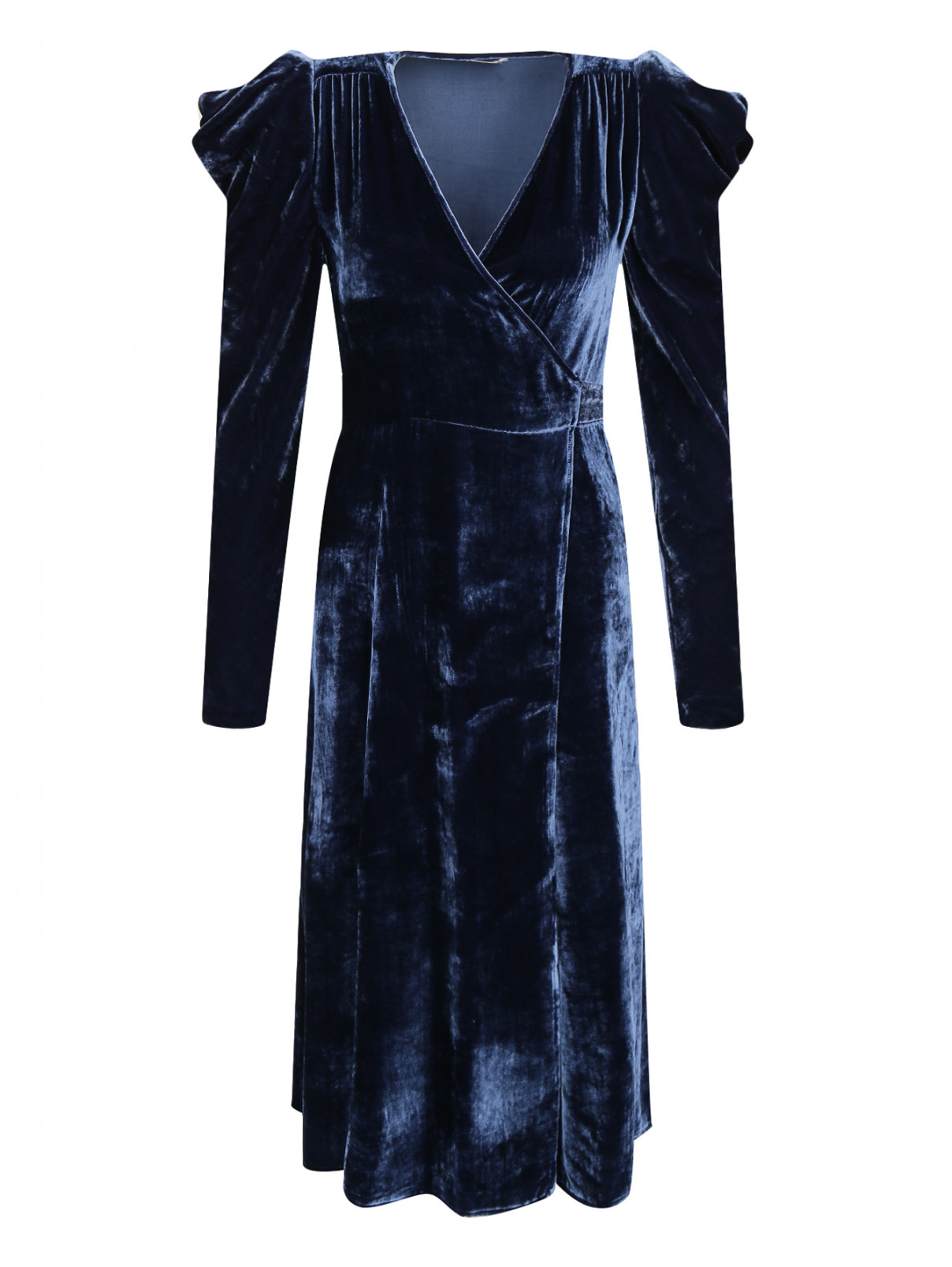 Бархатное платье с запахом P.A.R.O.S.H.  –  Общий вид  – Цвет:  Синий