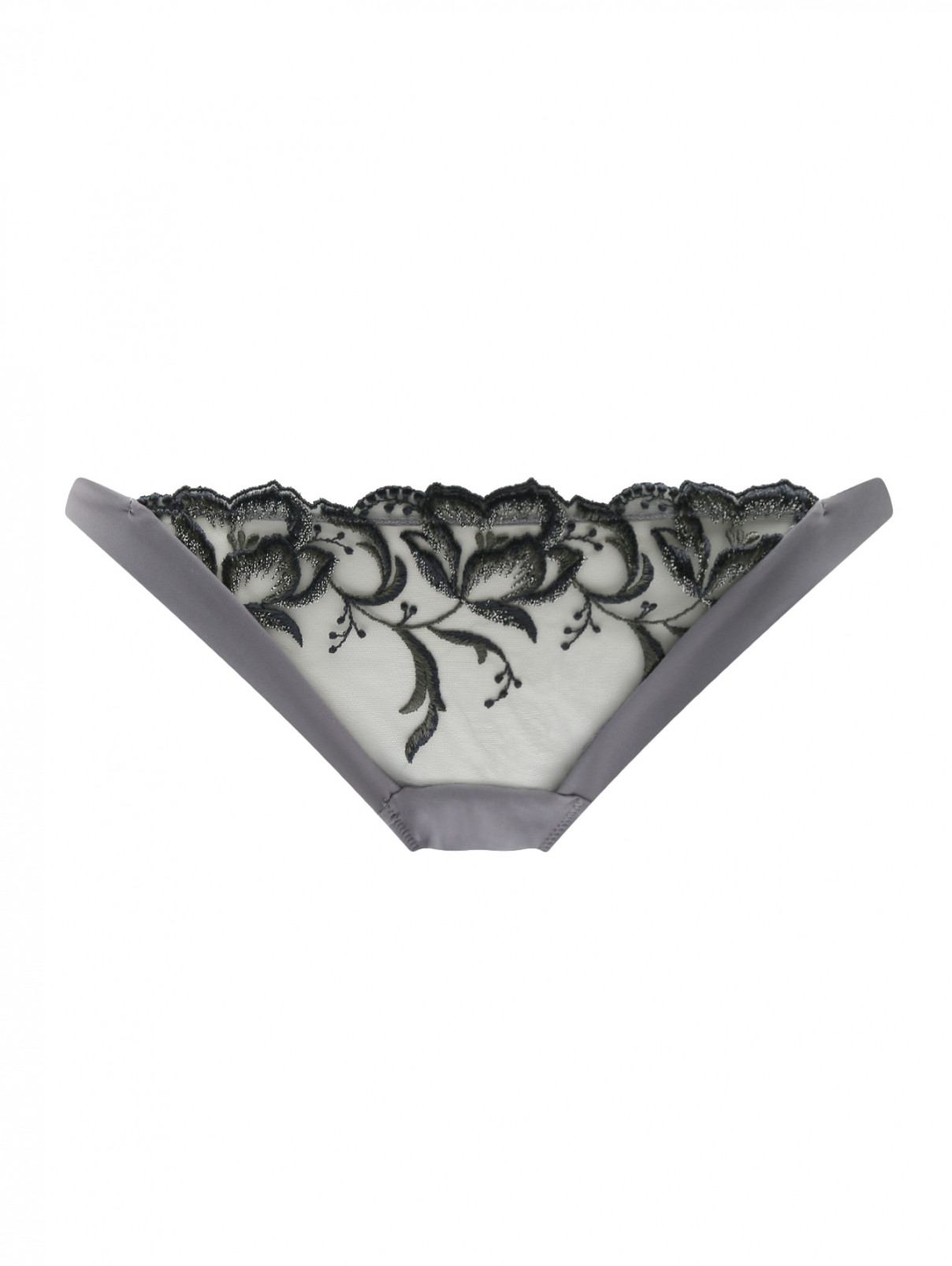 Трусы-стринг со вставкой из кружева La Perla  –  Общий вид  – Цвет:  Серый