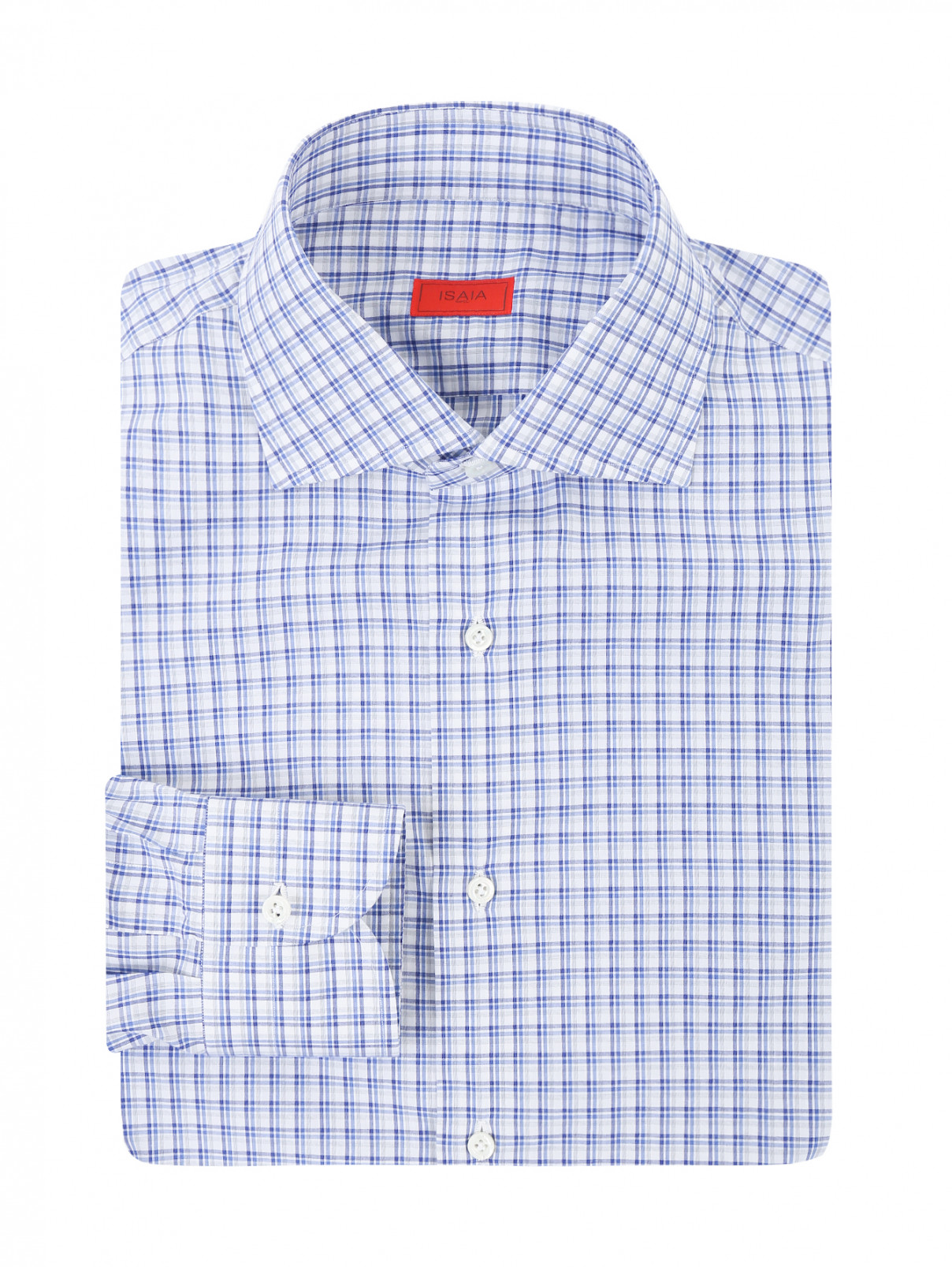 Рубашка из хлопка с узором "клетка" Isaia  –  Общий вид  – Цвет:  Узор