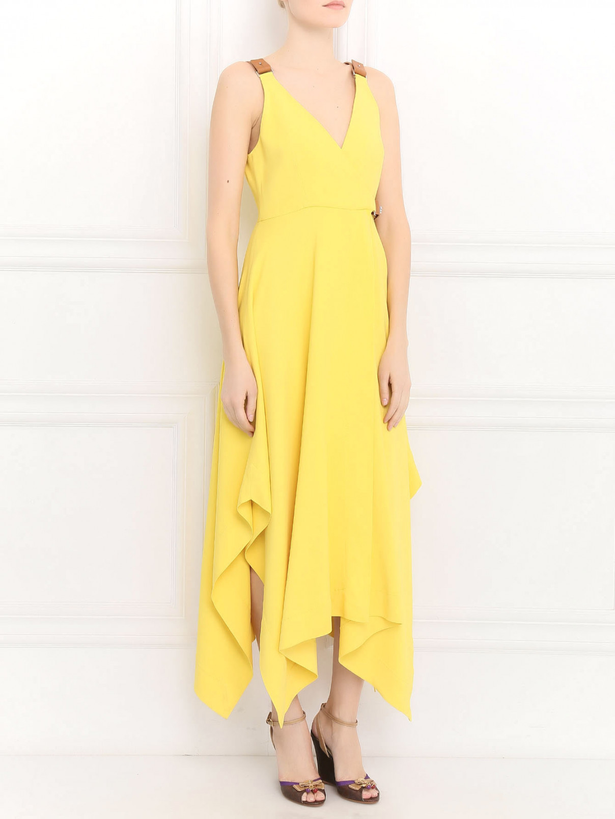 Платье асимметричного кроя с запахом Sportmax  –  Модель Общий вид  – Цвет:  Желтый