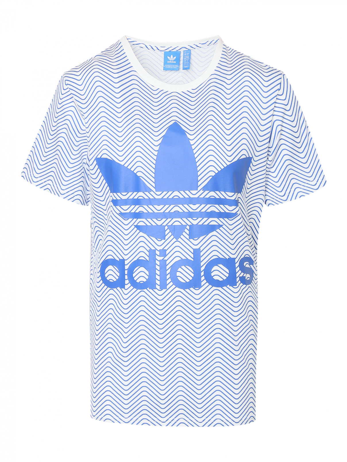 Футболка из хлопка с логотипом Adidas Originals  –  Общий вид  – Цвет:  Белый