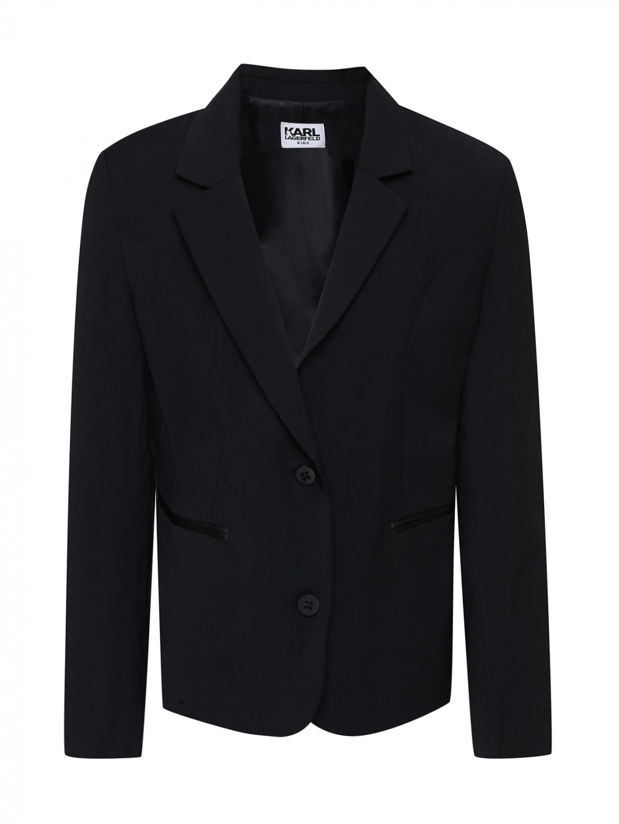 Однобортный жакет с карманами Karl Lagerfeld  –  Общий вид  – Цвет:  Черный