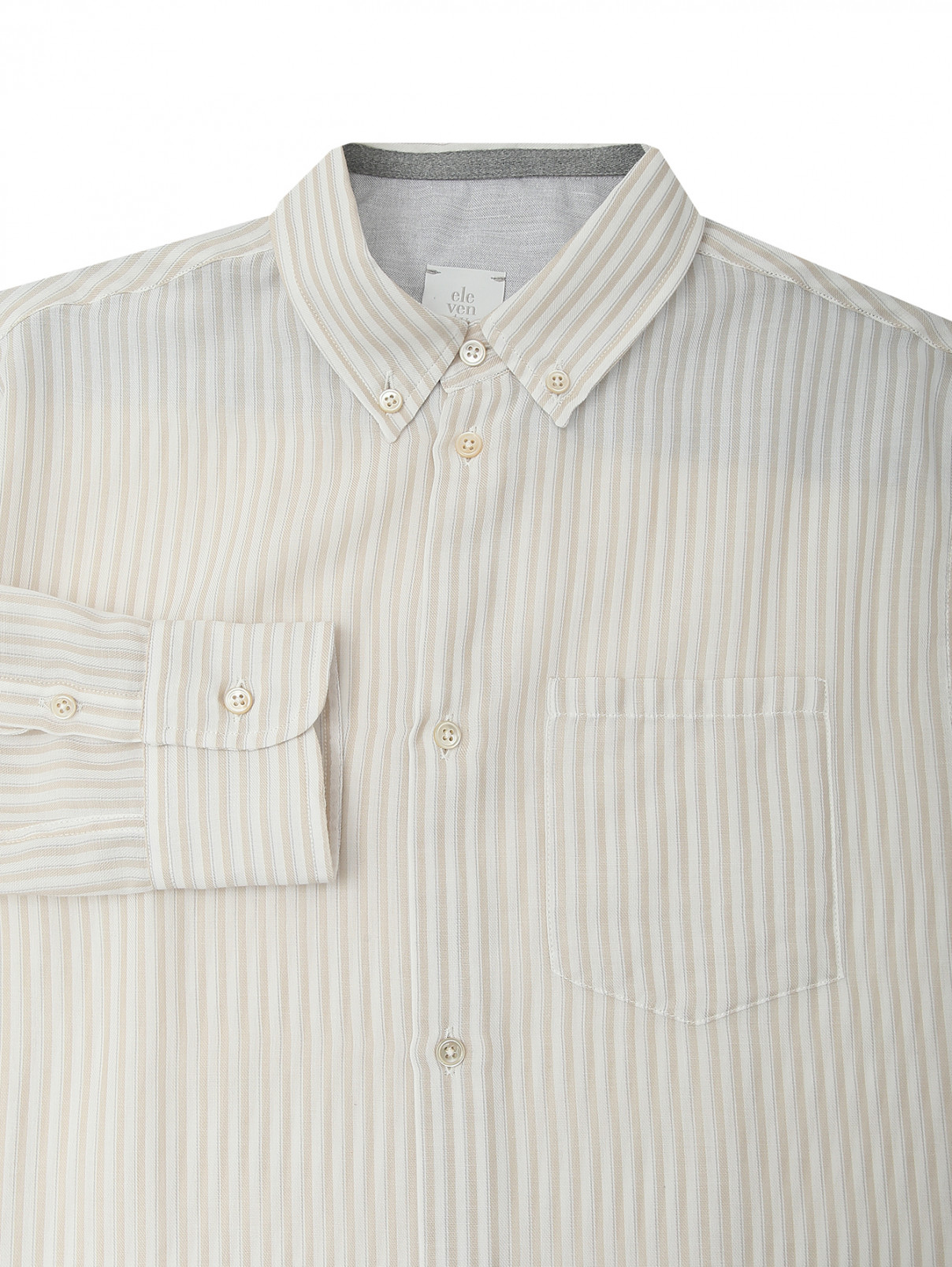 Хлопковая рубашка в полоску Eleventy  –  Общий вид  – Цвет:  Узор
