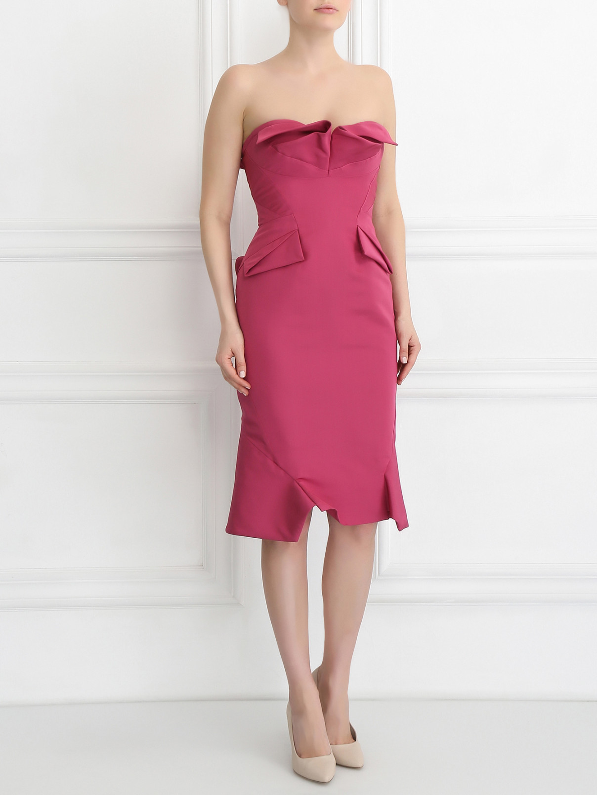 Платье-футляр из шелка без рукавов Zac Posen  –  Модель Общий вид  – Цвет:  Фиолетовый