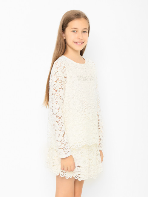 Блуза из кружева с логотипом  Ermanno Scervino Junior - МодельВерхНиз