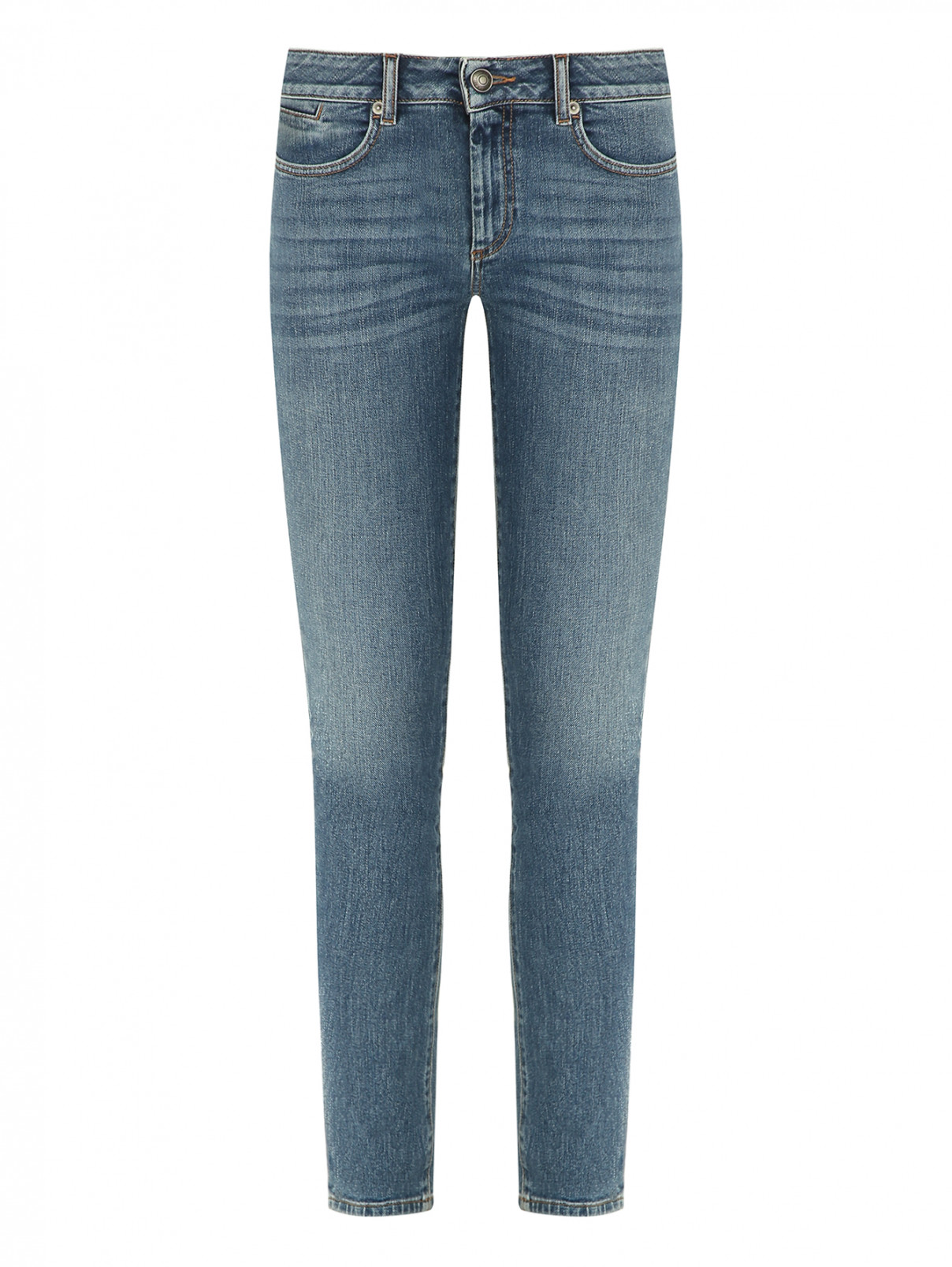 Зауженные джинсы из хлопка Sportmax  –  Общий вид  – Цвет:  Синий