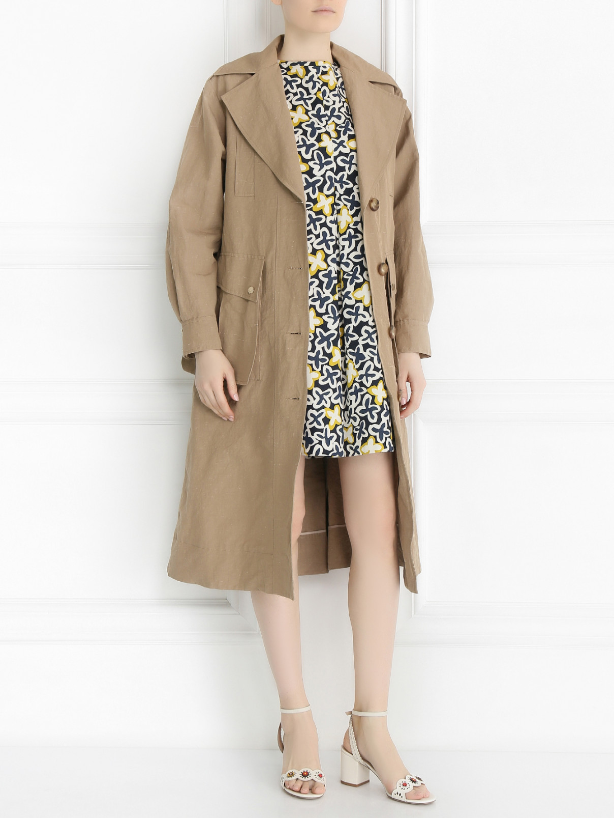 Пальто из хлопка Tara Jarmon  –  Модель Общий вид  – Цвет:  Бежевый