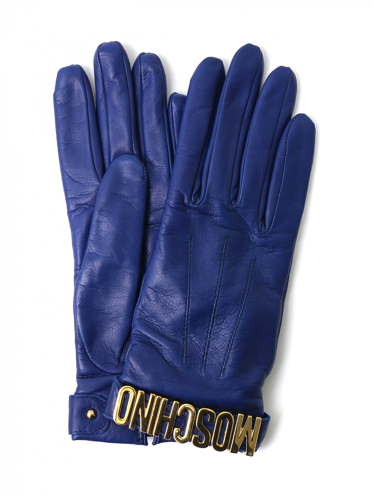 Перчатки из кожи с металлической фурнитурой Moschino  –  Общий вид  – Цвет:  Синий
