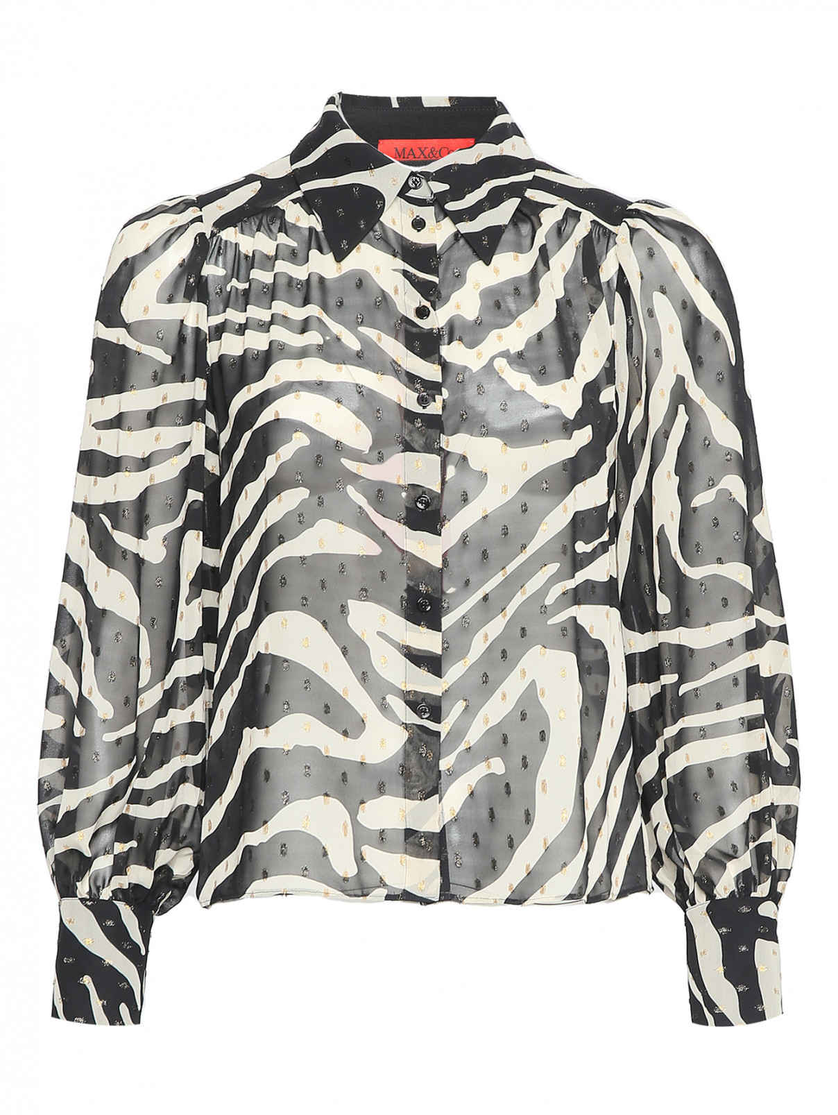 Полупрозрачная блуза с анималистичным принтом Max&Co  –  Общий вид  – Цвет:  Узор