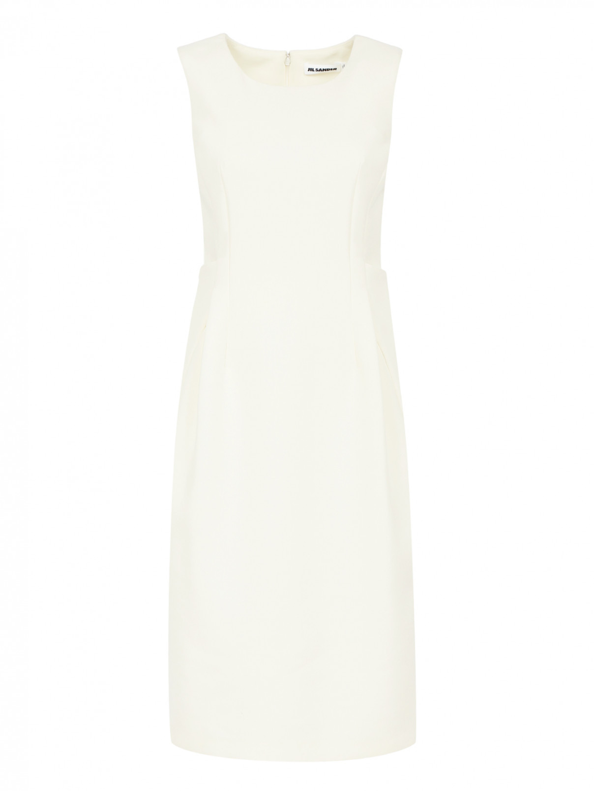 Платье-футляр с драпировкой Jil Sander  –  Общий вид  – Цвет:  Белый