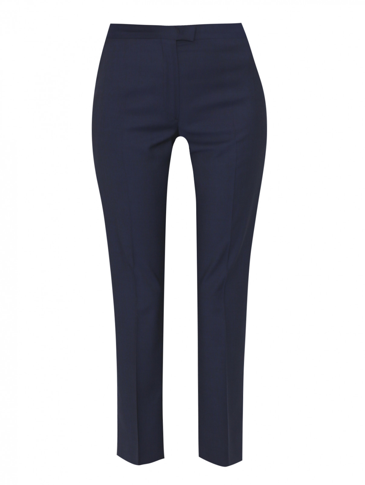 Укороченные брюки из шерсти и мохера с карманами Paul Smith  –  Общий вид  – Цвет:  Синий