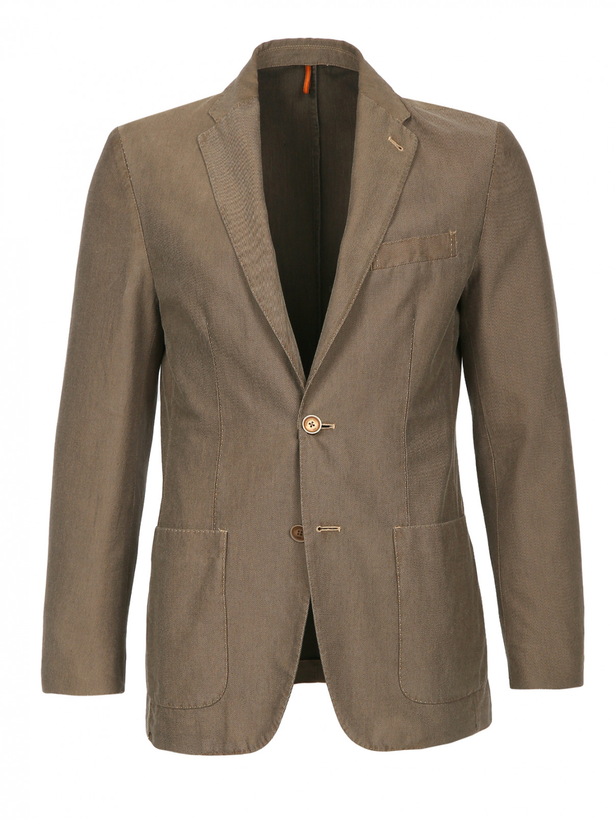 Однобортный пиджак из хлопка и шелка Corneliani ID  –  Общий вид  – Цвет:  Коричневый