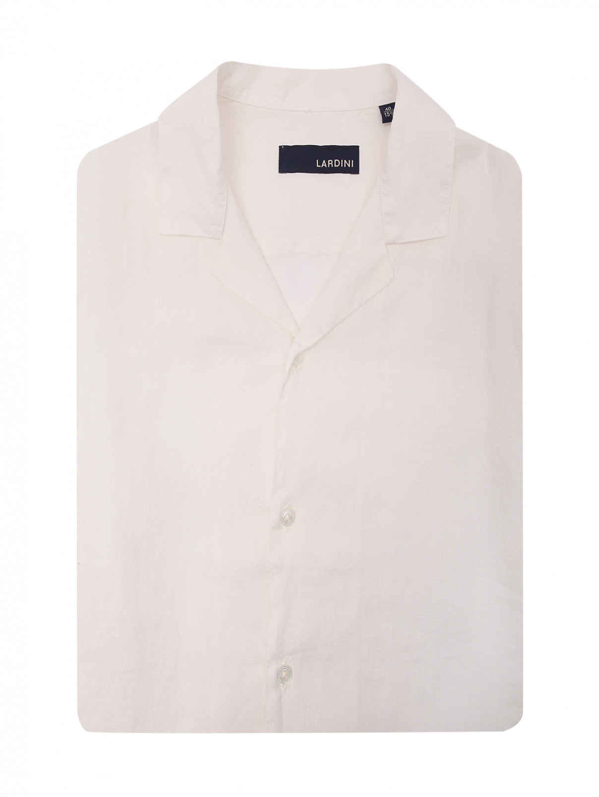 Рубашка из льна с короткими рукавами LARDINI  –  Общий вид  – Цвет:  Белый