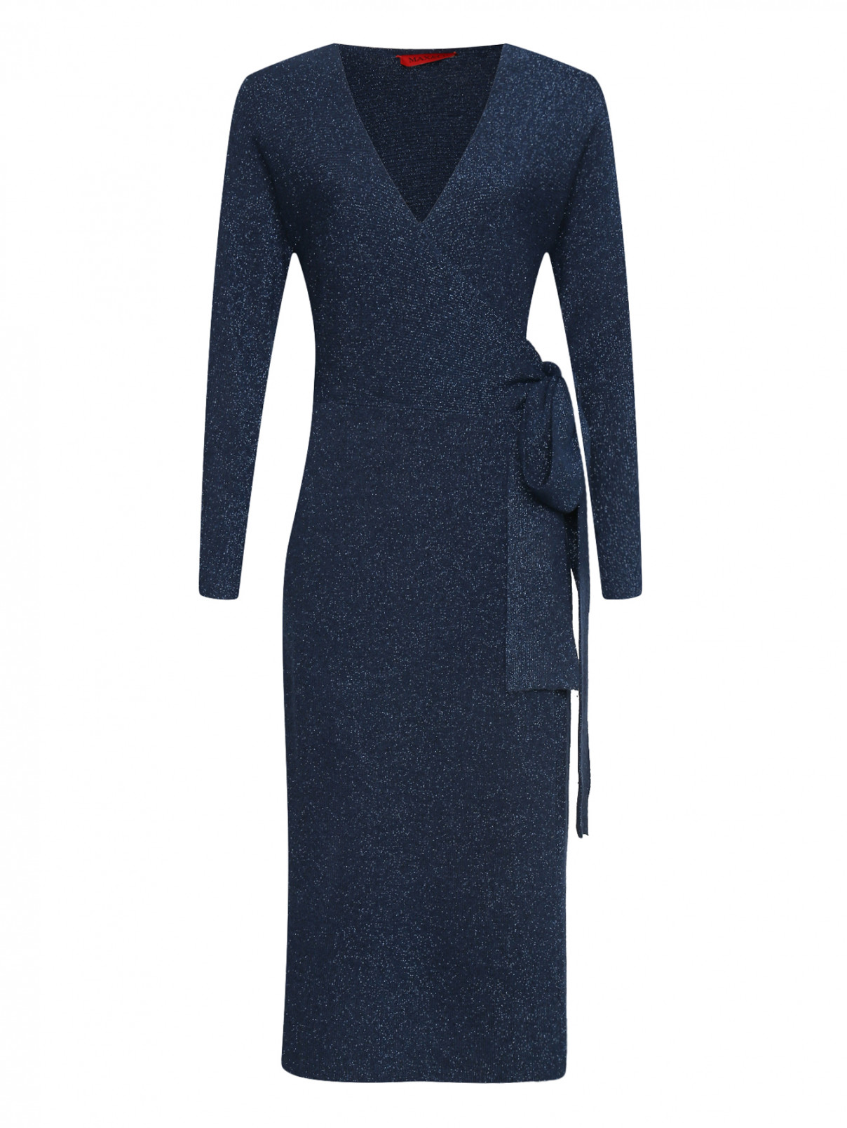 Трикотажное платье-миди на запах Max&Co  –  Общий вид  – Цвет:  Синий