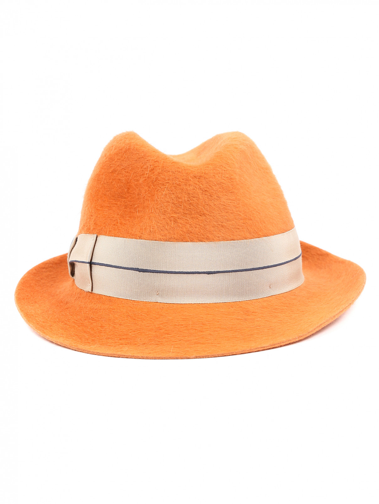 Шляпа из шерсти с контрастной отделкой Borsalino  –  Общий вид  – Цвет:  Оранжевый
