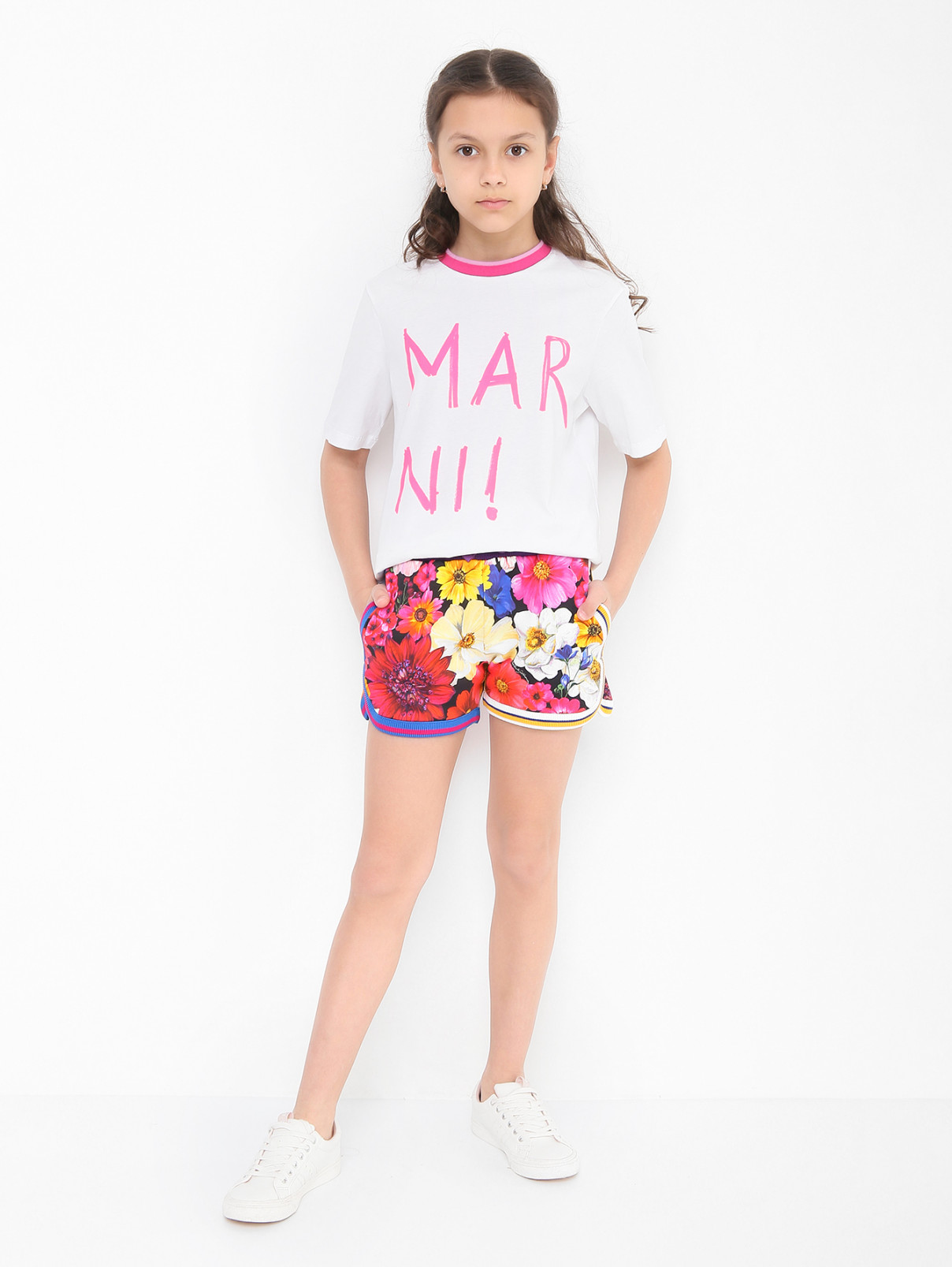 Хлопковые шорты с узором Dolce & Gabbana  –  МодельОбщийВид  – Цвет:  Узор