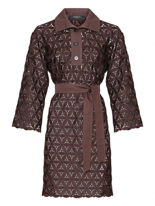 Платье из шитья с поясом и подкладом Weekend Max Mara - Общий вид
