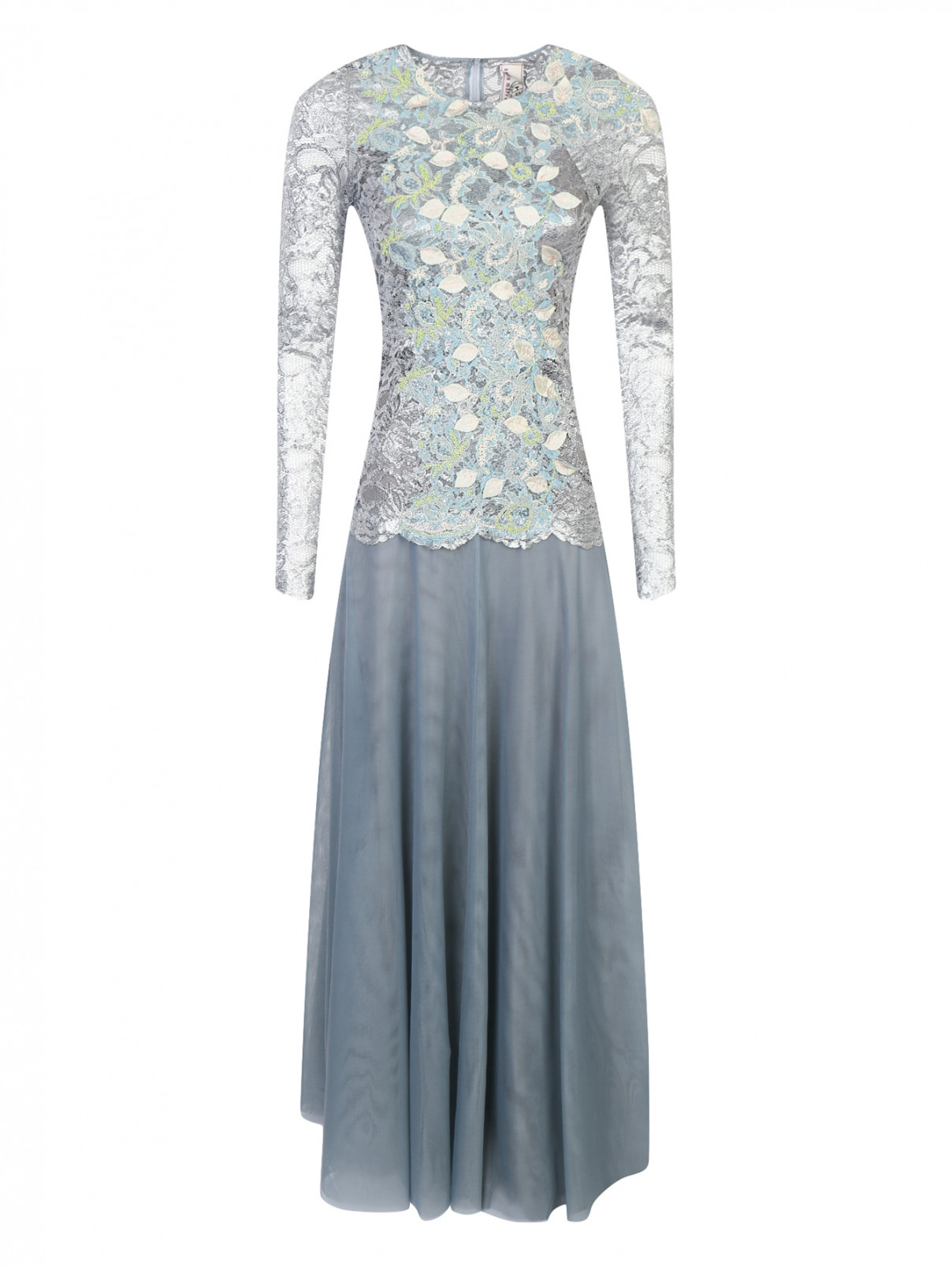 Платье-макси из кружева с декоративной аппликацией Antonio Marras  –  Общий вид  – Цвет:  Мультиколор