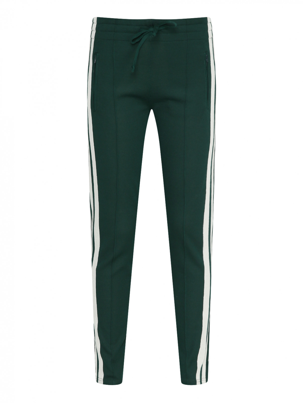 Трикотажные брюки с лампасами Isabel Marant  –  Общий вид  – Цвет:  Зеленый