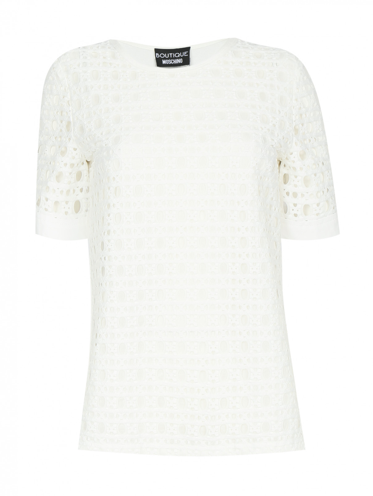 Блуза с короткими рукавами Moschino Boutique  –  Общий вид  – Цвет:  Белый